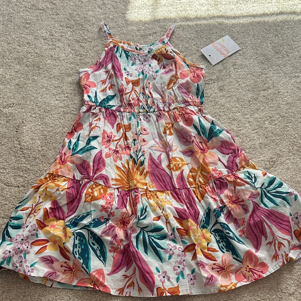 Jumping Beans Floral Kids Dress - Pink, Yellow, Green